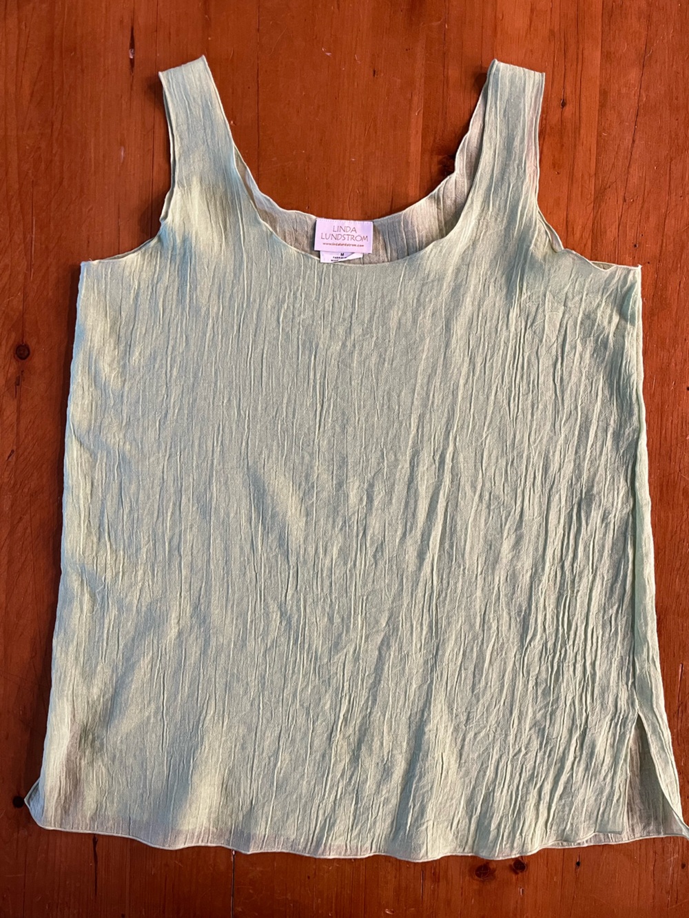 Linda Lundstrom Vintage 1990s Crinkle Gauze Tank in Pistachio Green